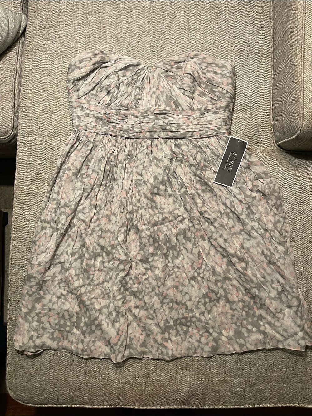 NWT J.Crew Marbella Strapless Silk Chiffon Cocktail Dress Size 16